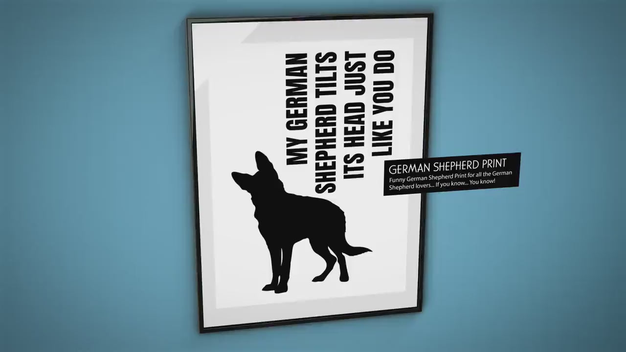 Funny German Shepherd Print, Tilting Head Alsatian Dog Poster, German Shepherd Illustration, Dog Owner Gift, Funny Dog Poster, Dog Drawing