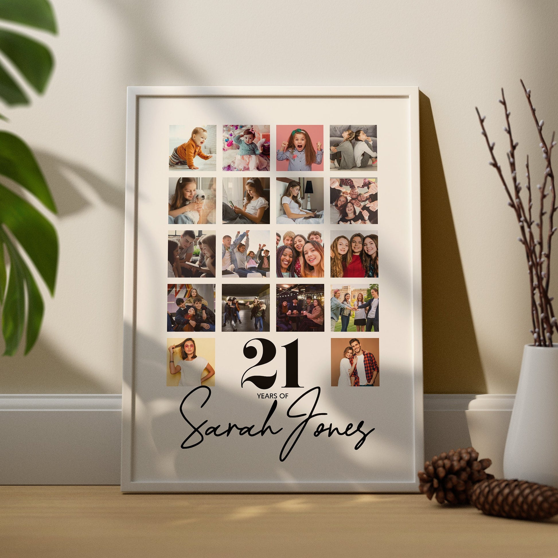 21st Birthday personalised photo print, Birthday photo collage, Personalised gift for special birthday, Photo memories mood board prints, Personalised best friend print, Custom gift with photo for best friend, gift, Christmas, Photo Gift, Best Friend