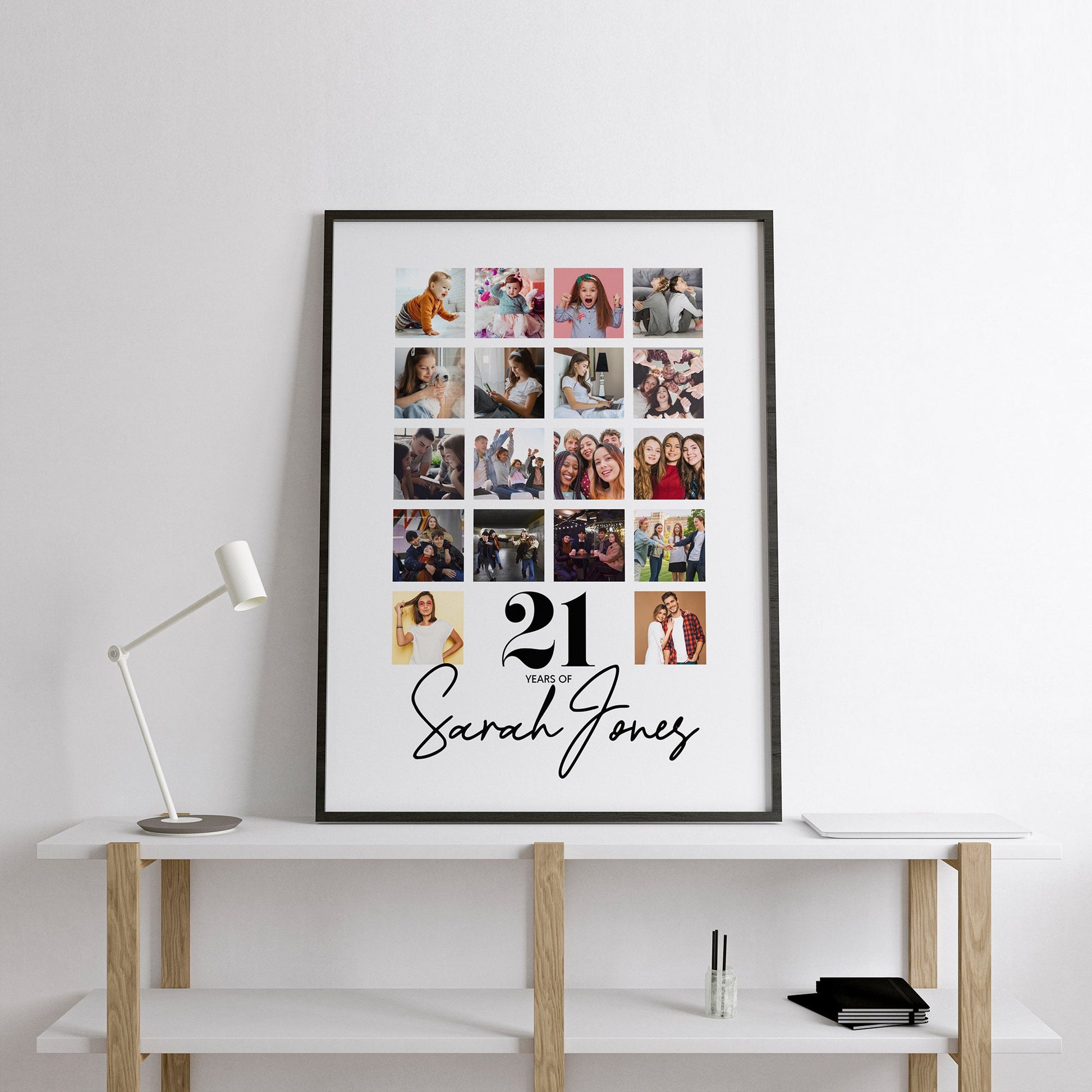 21st Birthday personalised photo print, Birthday photo collage, Personalised gift for special birthday, Photo memories mood board prints, Personalised best friend print, Custom gift with photo for best friend, gift, Christmas, Photo Gift, Best Friend