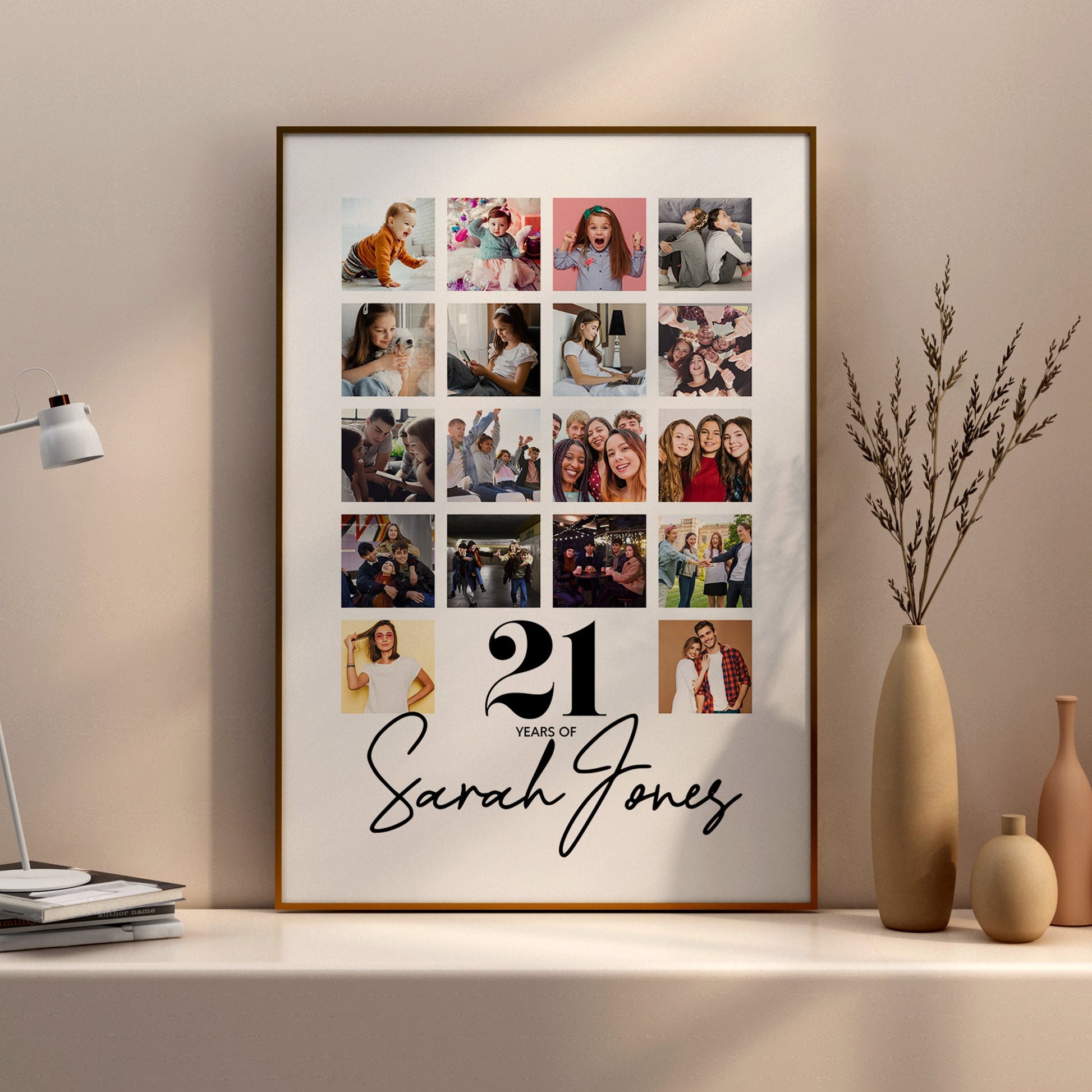 21st Birthday personalised photo print, Birthday photo collage, Personalised gift for special birthday, Photo memories mood board prints, Personalised best friend print, Custom gift with photo for best friend, gift, Christmas, Photo Gift, Best Friend