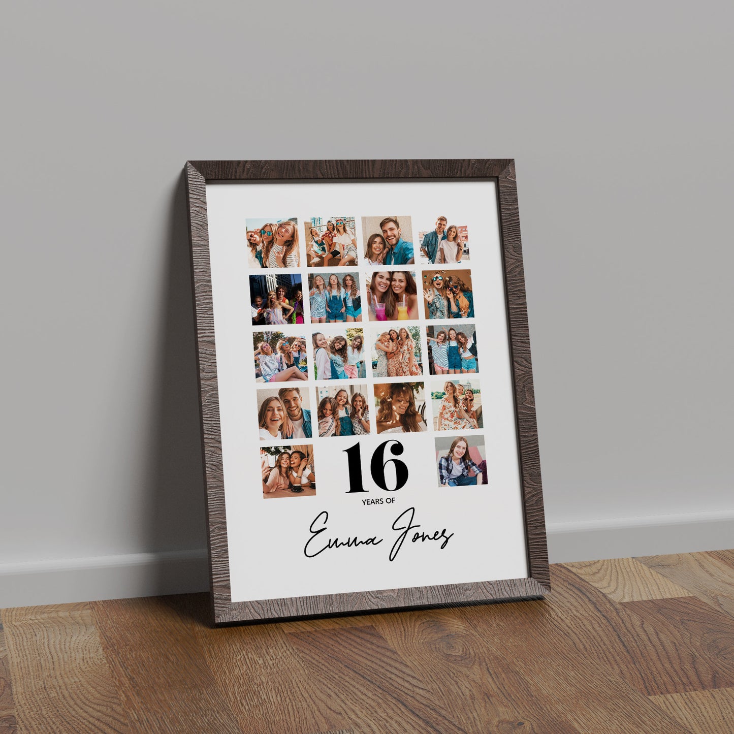 16th Birthday personalised photo print, Birthday photo collage, Personalised gift for special birthday, Photo memories mood board prints, Personalised best friend print, Custom gift with photo for best friend, gift, Christmas, Photo Gift, Best Friend