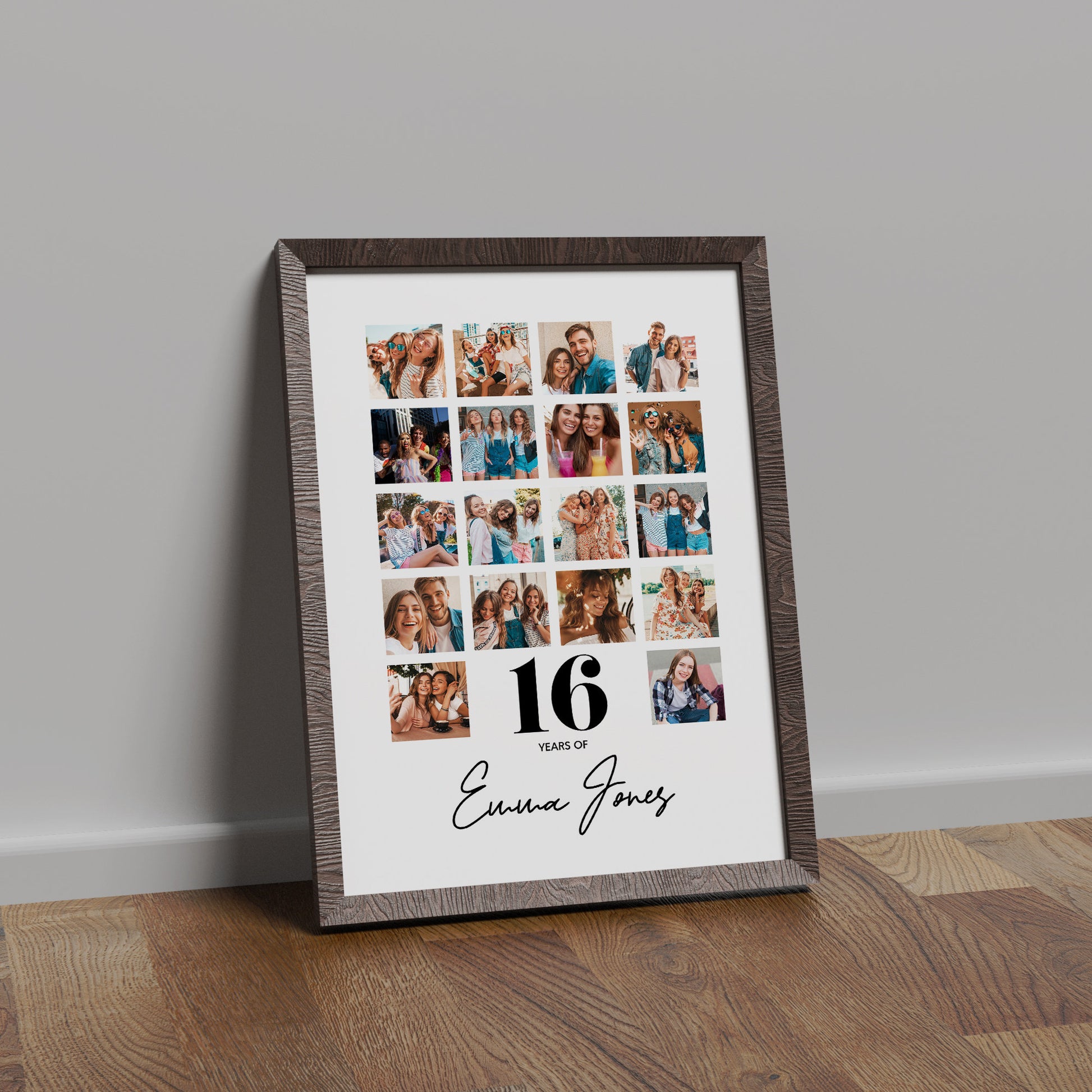 16th Birthday personalised photo print, Birthday photo collage, Personalised gift for special birthday, Photo memories mood board prints, Personalised best friend print, Custom gift with photo for best friend, gift, Christmas, Photo Gift, Best Friend