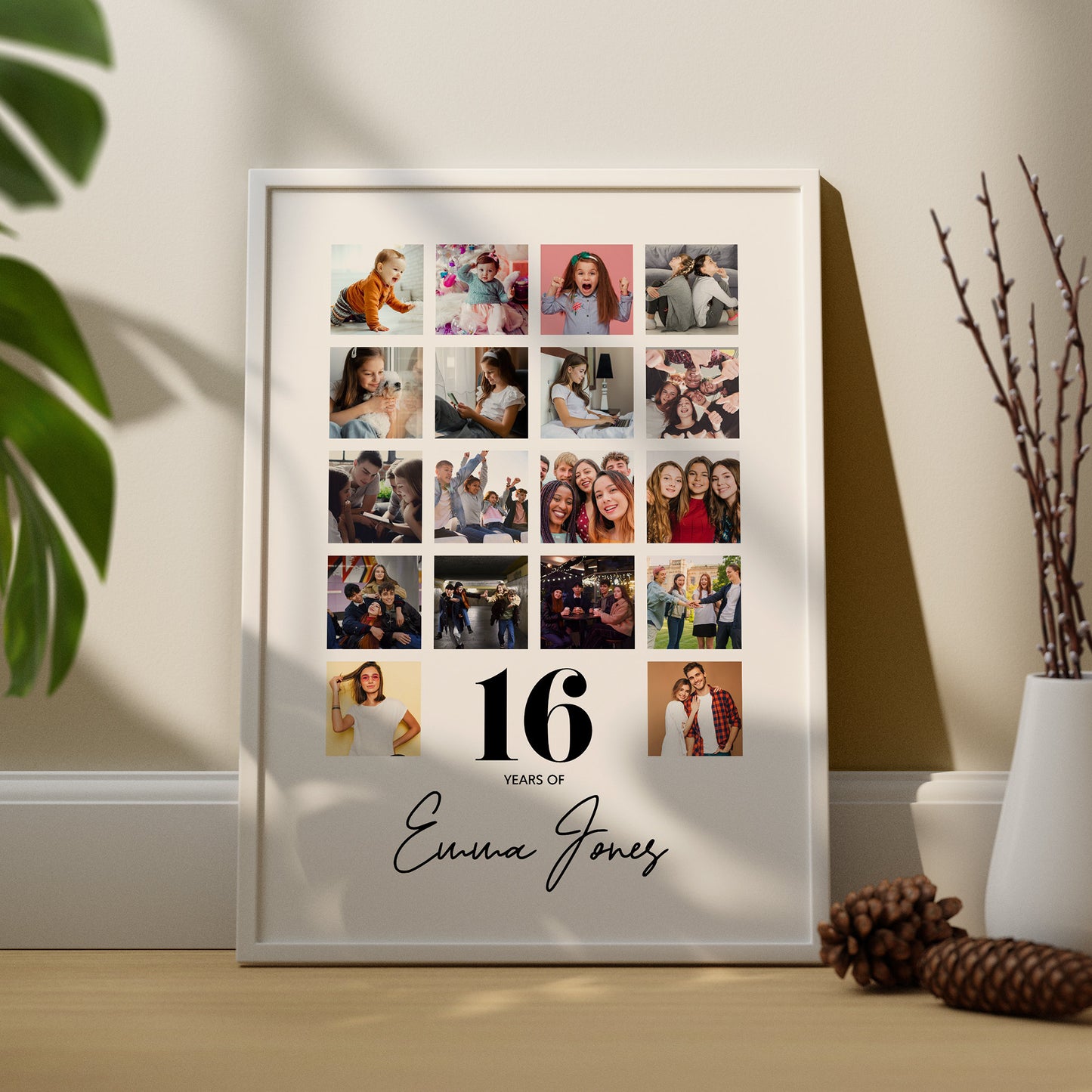 16th Birthday personalised photo print, Birthday photo collage, Personalised gift for special birthday, Photo memories mood board prints, Personalised best friend print, Custom gift with photo for best friend, gift, Christmas, Photo Gift, Best Friend