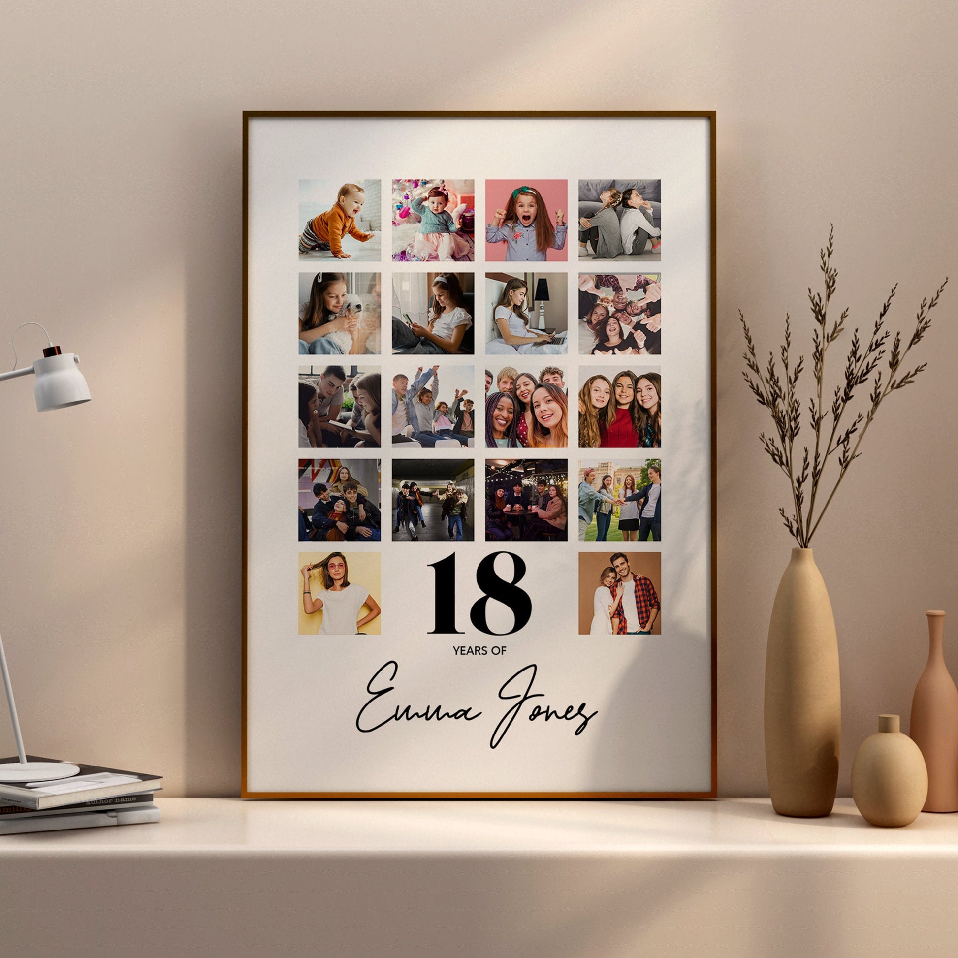 18th Birthday personalised photo print, Birthday photo collage, Personalised gift for special birthday, Photo memories mood board prints, Personalised best friend print, Custom gift with photo for best friend, gift, Christmas, Photo Gift, Best Friend