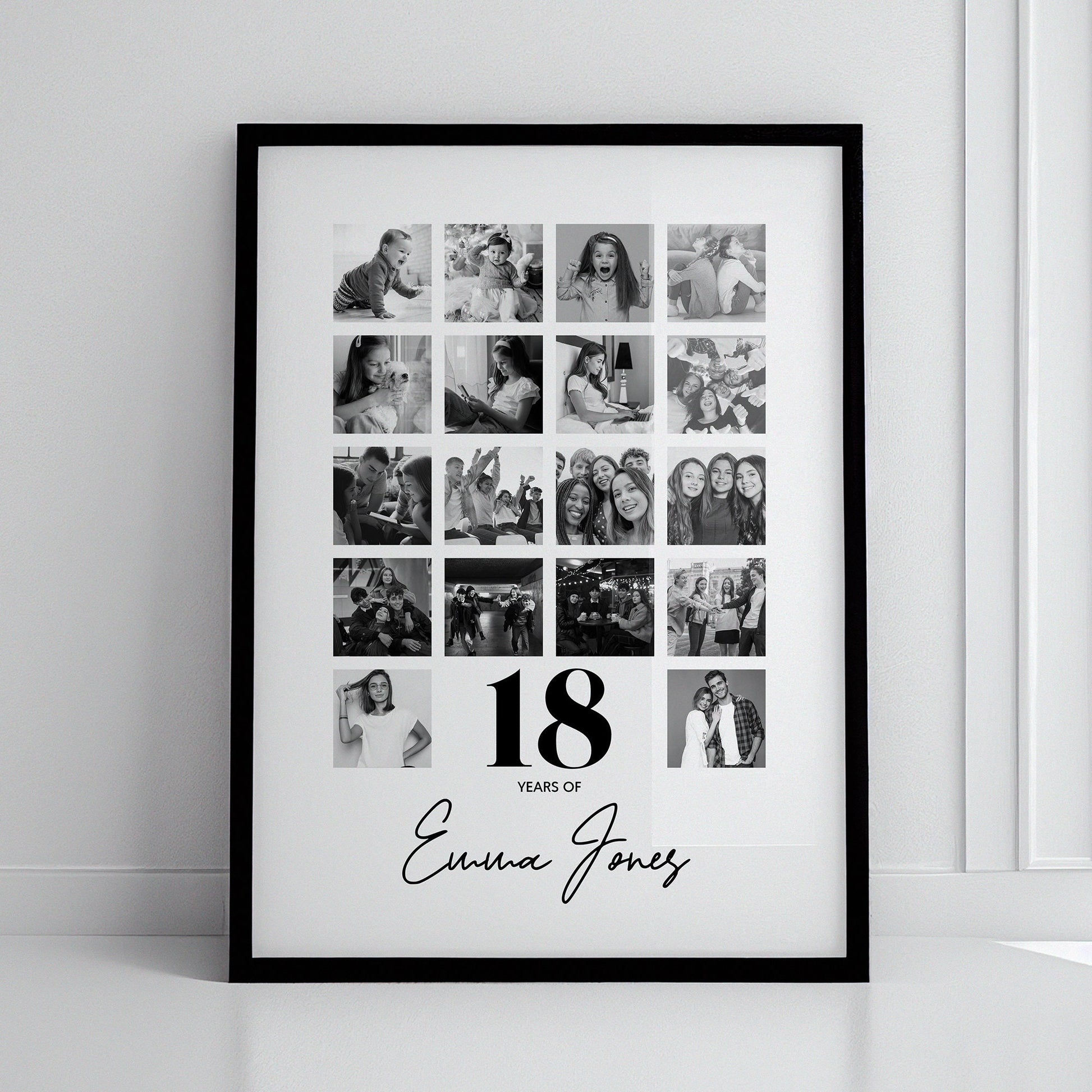 18th Birthday personalised photo print, Birthday photo collage, Personalised gift for special birthday, Photo memories mood board prints, Personalised best friend print, Custom gift with photo for best friend, gift, Christmas, Photo Gift, Best Friend