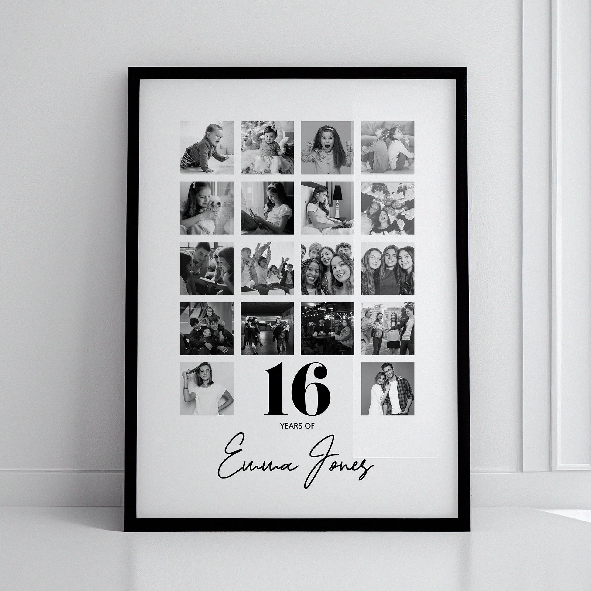 16th Birthday personalised photo print, Birthday photo collage, Personalised gift for special birthday, Photo memories mood board prints, Personalised best friend print, Custom gift with photo for best friend, gift, Christmas, Photo Gift, Best Friend